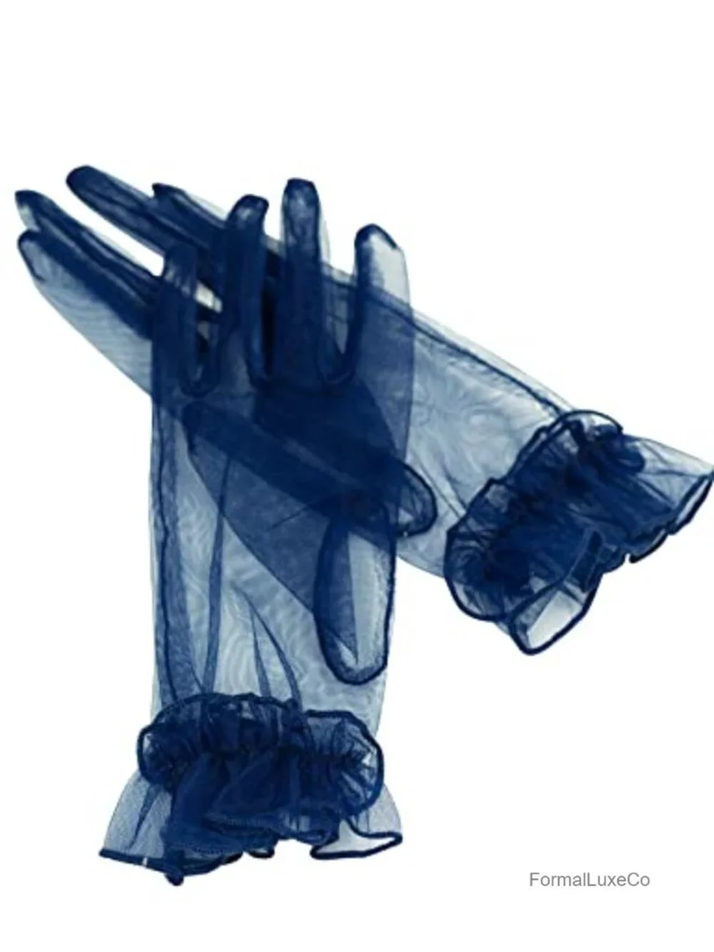 Women's Ruffled Tulle Mesh Gloves Wedding Prom Evening Gloves One Size